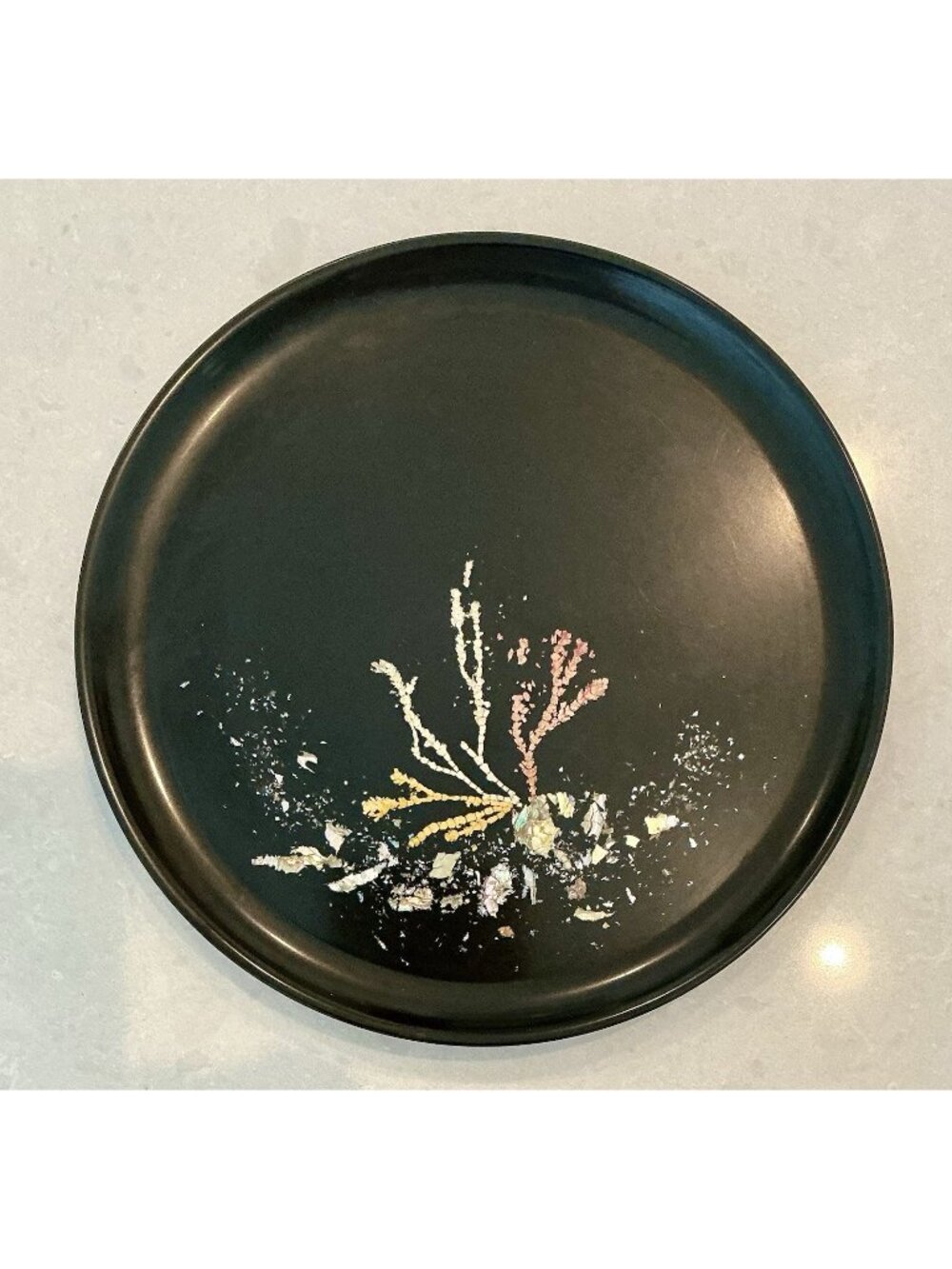 1950s Couroc of Monterey Under the Sea Inlaid Coral Abalone Shell Bar Tray